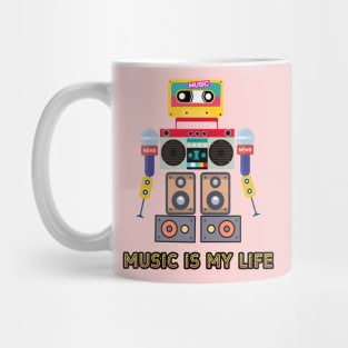 Music is my life,love music, robot Mug